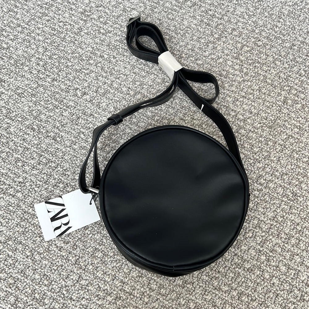 New Zara Black Circle Canteen Crossbody Bag Handbag with card wallet